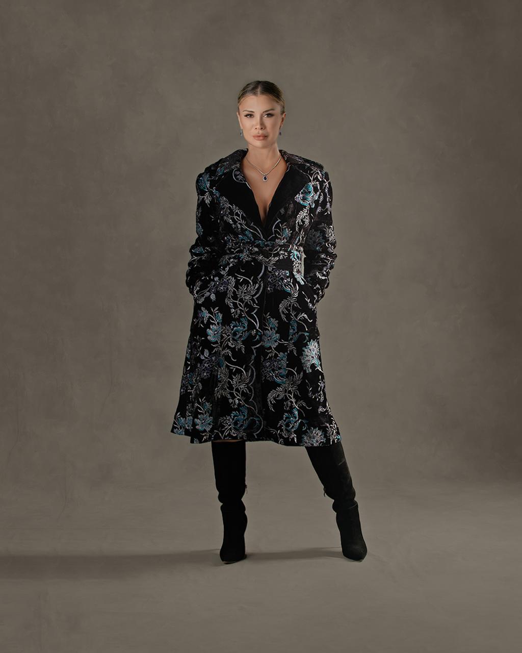 Long dress/ coat infinity blue flowers